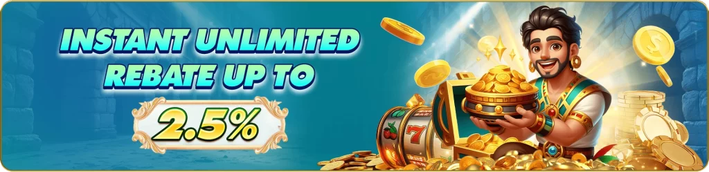 111PH instant unlimited rebate promotion banner with automatic cashback rewards for active players